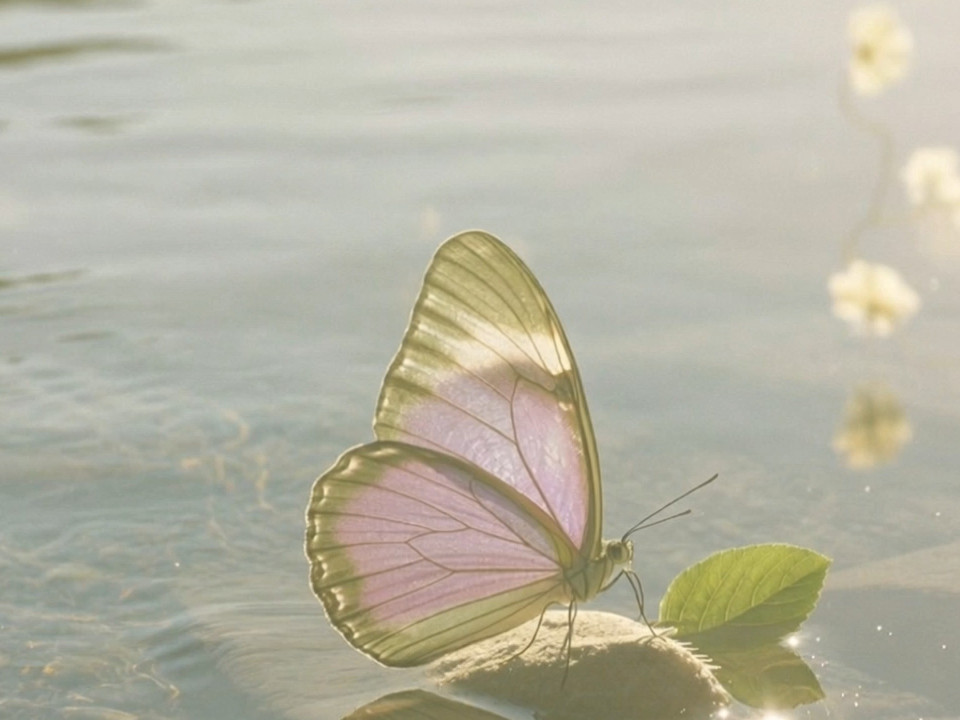 A butterfly lifting off, from the opening film of the website